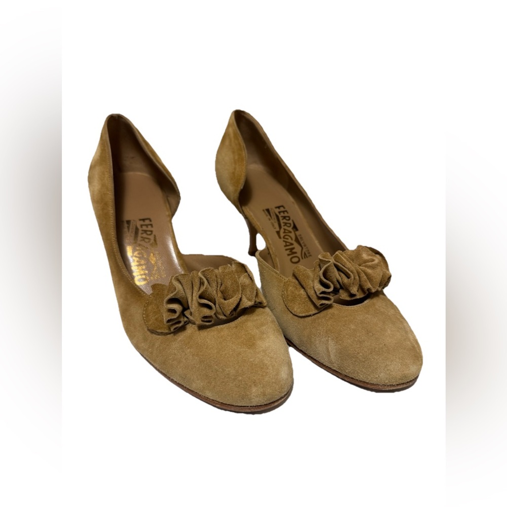 Salvatore Ferragamo Women's Tan Suede Pumps